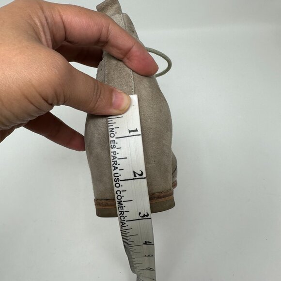 Matika Tan/Brown Suede Hidden Wedge Lace Bootie Shoes Womens Size 6 - Picture 13 of 16